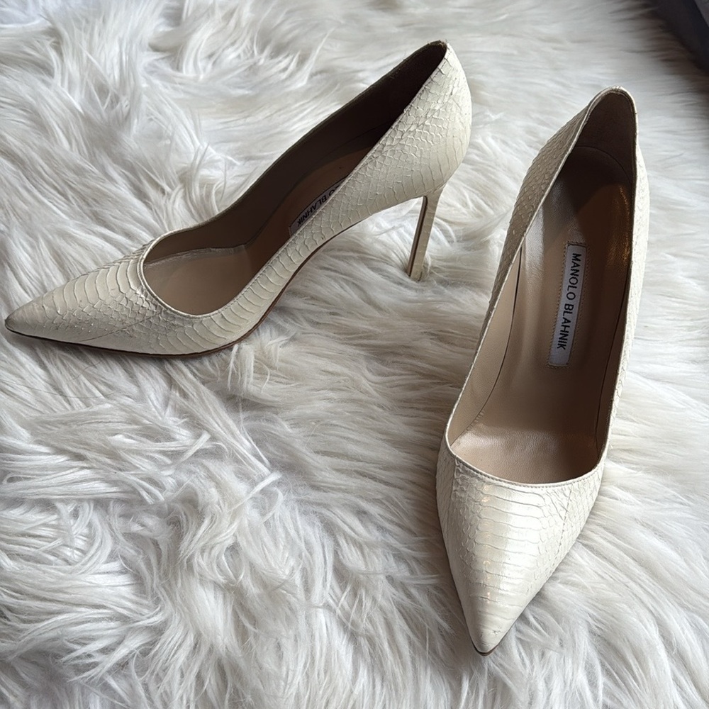 Manolo Blahnik Bb 105 Python Pumps Stiletto Heels… - image 8